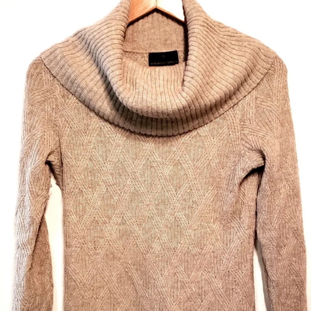 FENN WRIGHT MANSON sz S brown cowl neck sweater wool blend Tunic length